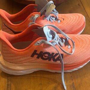 Hoka Women's Orange and White Athletic Shoes